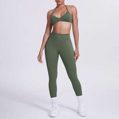 Averi V-Neck Backless Set
